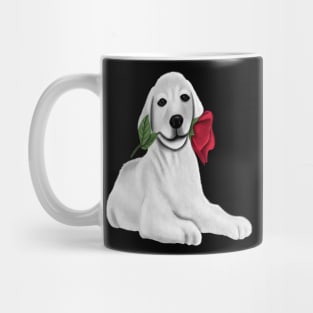 Dog With A Rose Dog Lovers and Couples Gift Mug